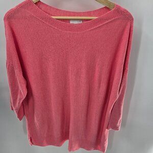 J. Jill Pink Boatneck Lagenlook Linen/Rayon Tunic Top PXL